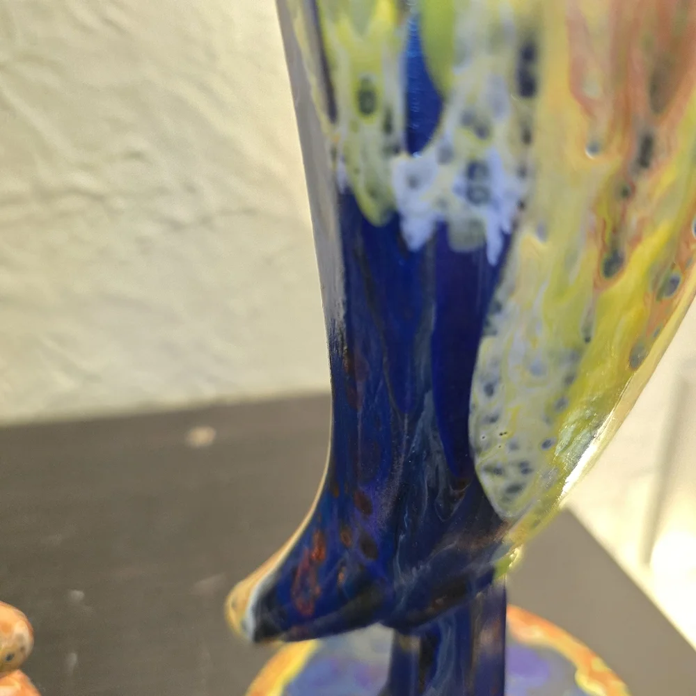 2 HANDCRAFTED Upcycled Glass Goblets HANDPAINTED Abstract Viking Drinkwear Art